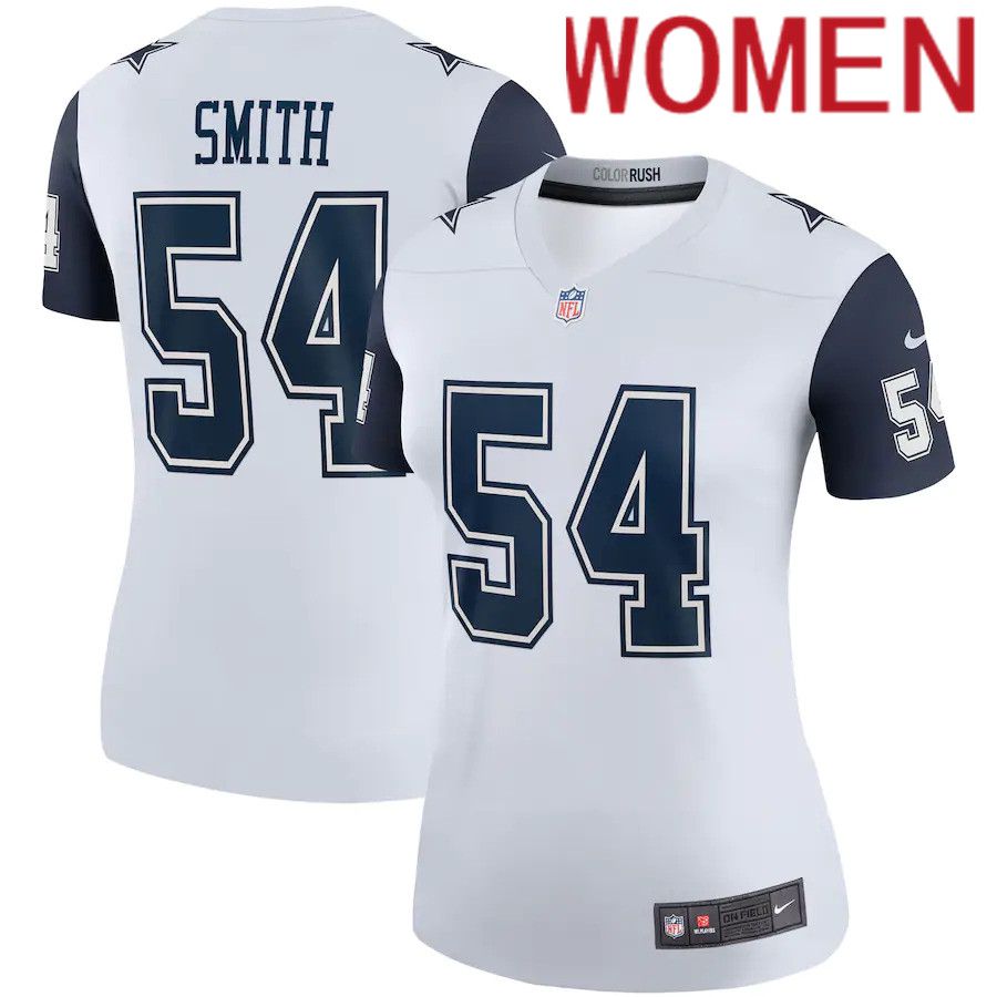 Women Dallas Cowboys #54 Jaylon Smith Nike White Color Rush Legend Player NFL Jersey->women nfl jersey->Women Jersey